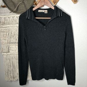 DKNY 1/4 Zip Gray Sweater Small
